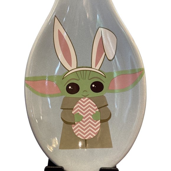 Disney Star Wars Grogu Baby Yoda Spoon Rest Blue Green Bunny Ears Kitchen - Picture 2 of 4